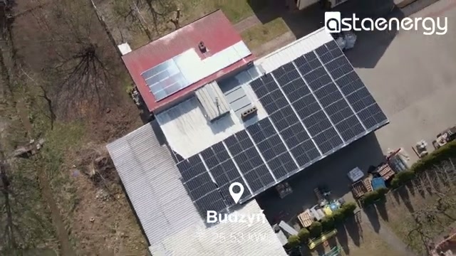 Panorama instalacji fotowoltaicznej 25,53 kWp w Budzyniu.
